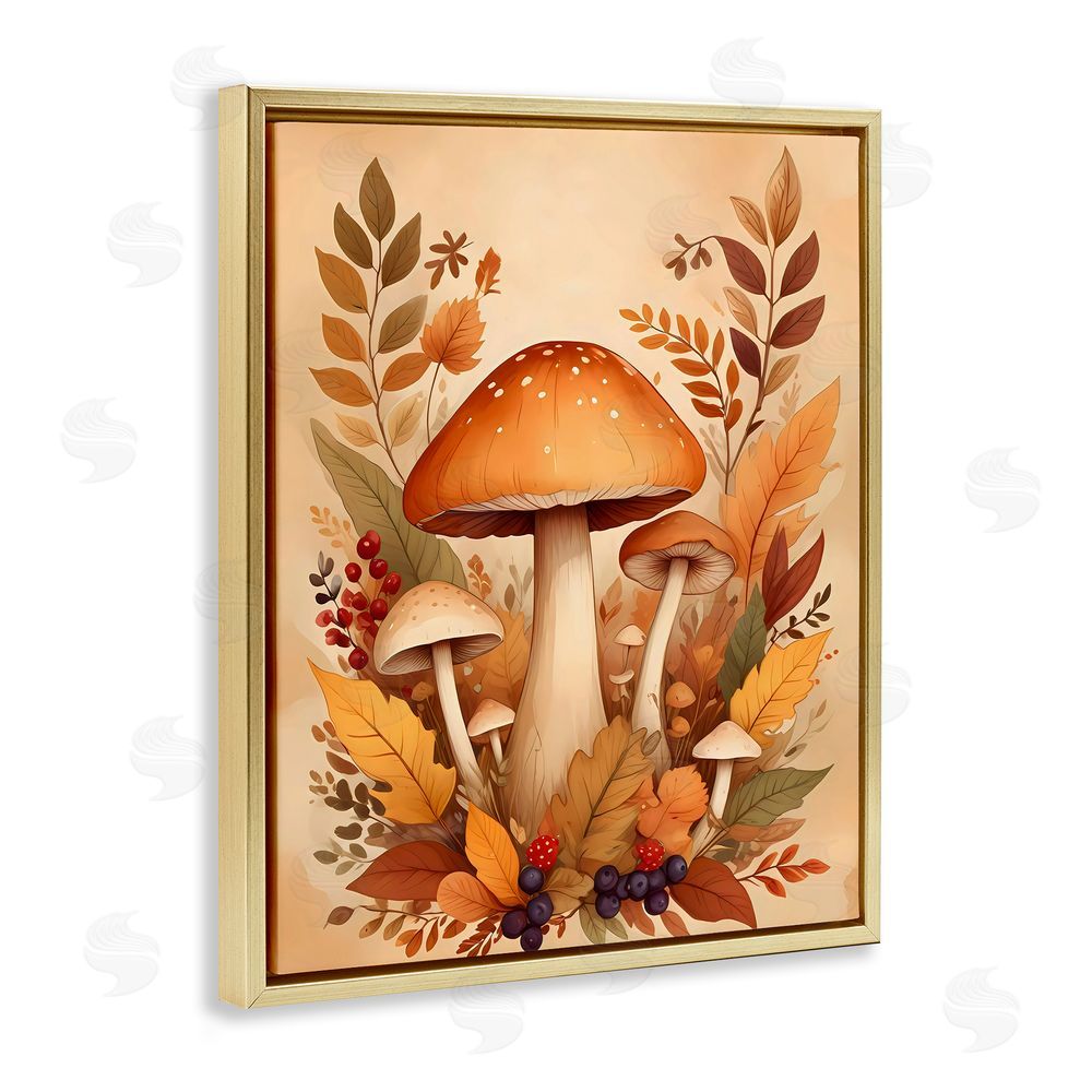 Creative Studio Autumn Mushrooms Bundle Gold Floating Frame Canvas Wall Art Print