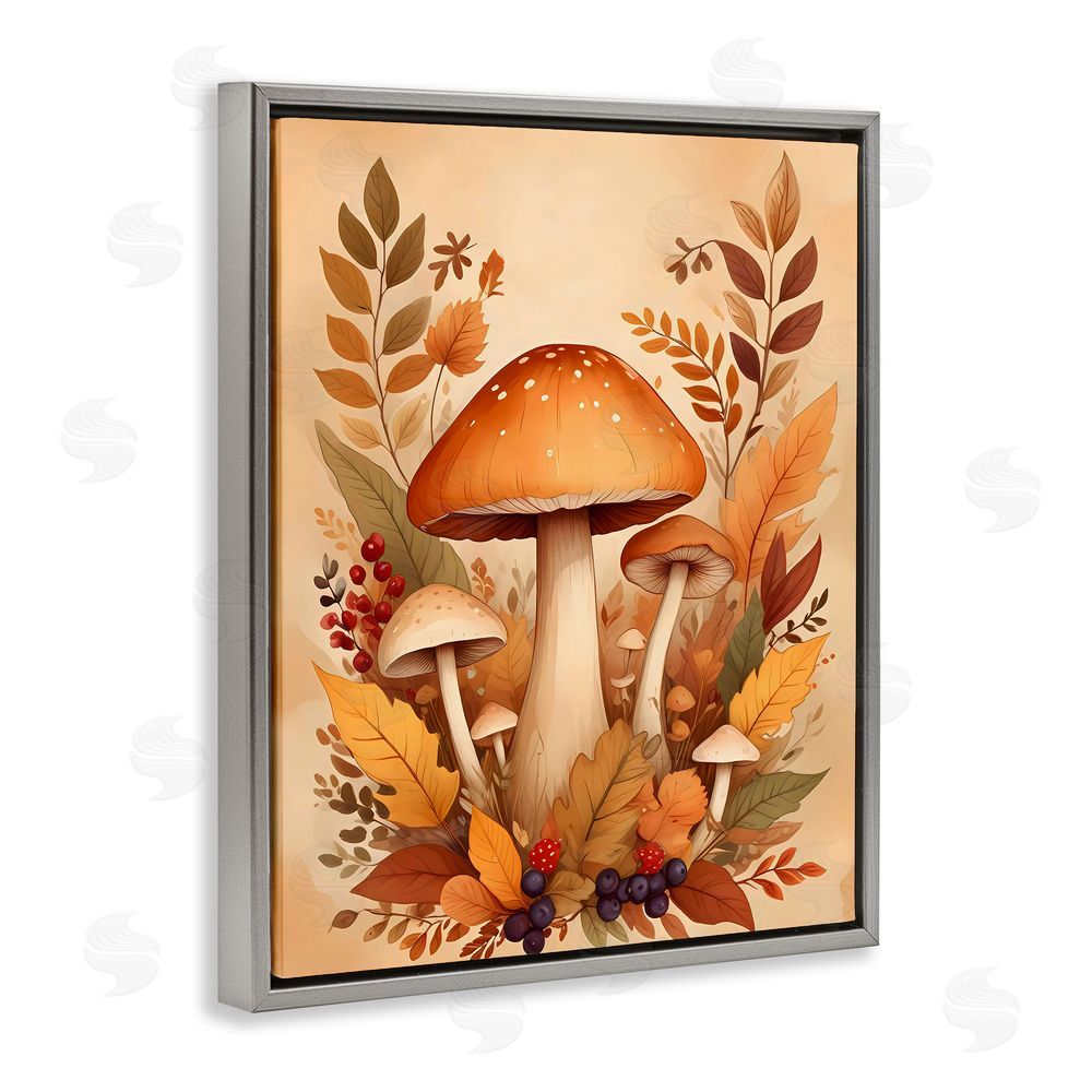 Creative Studio Autumn Mushrooms Bundle Gray Floating Frame Canvas Wall Art Print