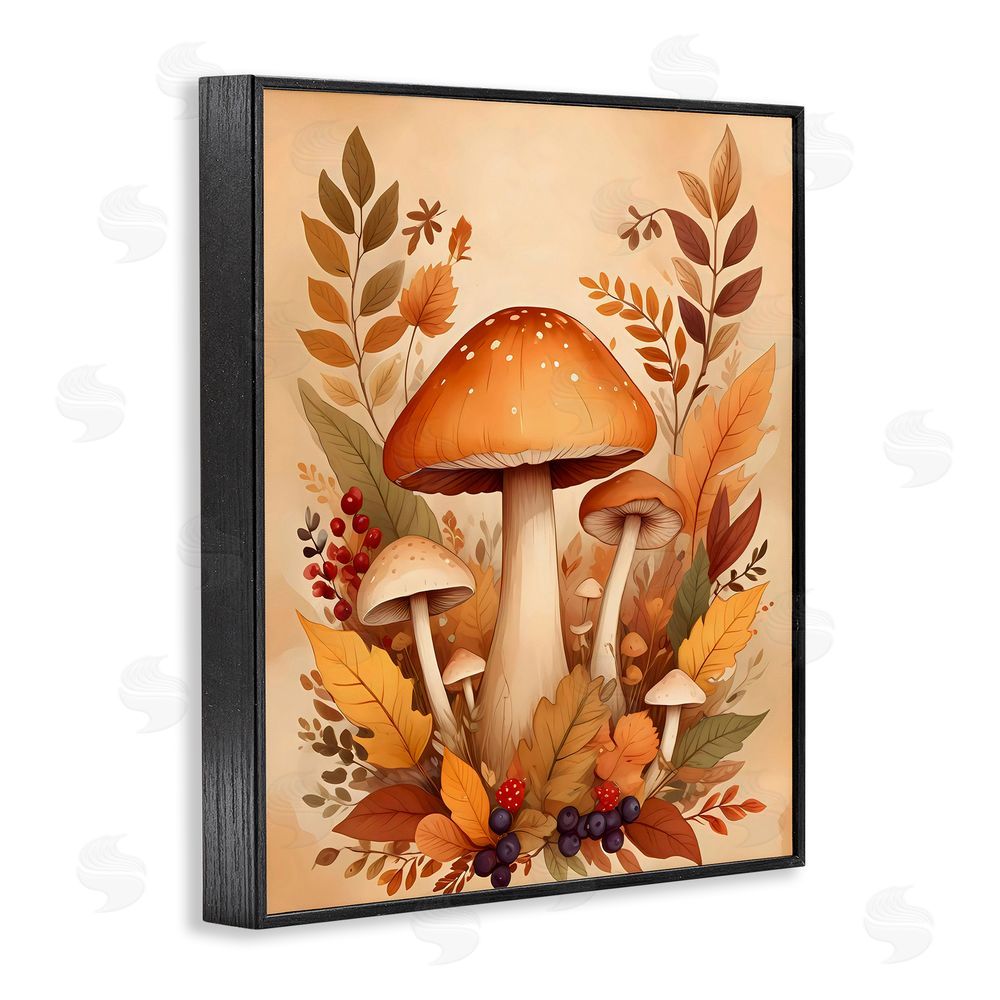 Creative Studio Autumn Mushrooms Bundle Black Framed Giclee Wall Art Print