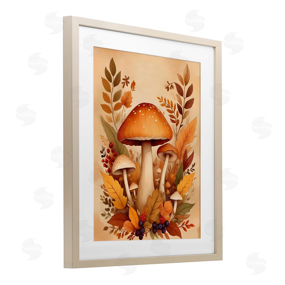 Creative Studio Autumn Mushrooms Bundle Birch Framed Print Under Glass with White Mat Wall Art