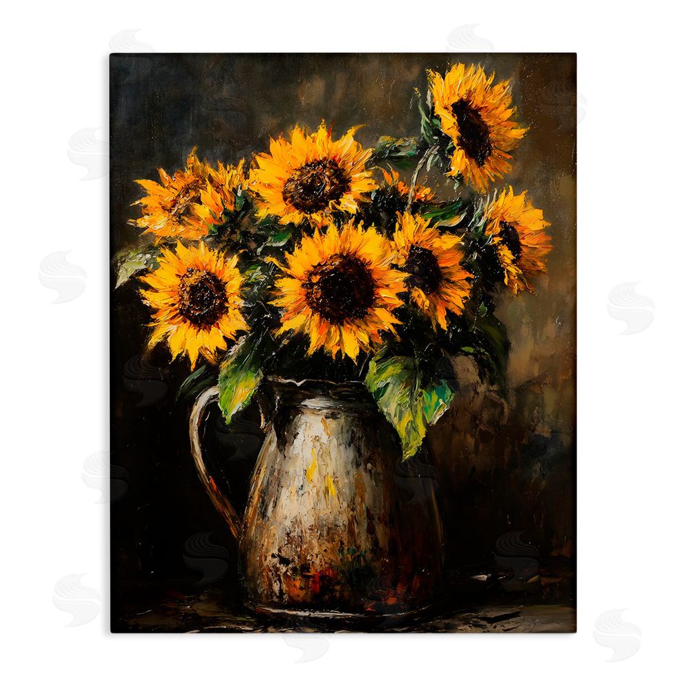 Franklyn Gregory Rustic Sunflower Jug Canvas Wall Art Print