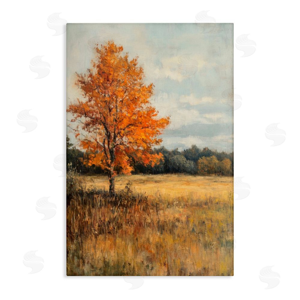 Petal Prints Design Orange Tree Landscape Canvas Wall Art Print