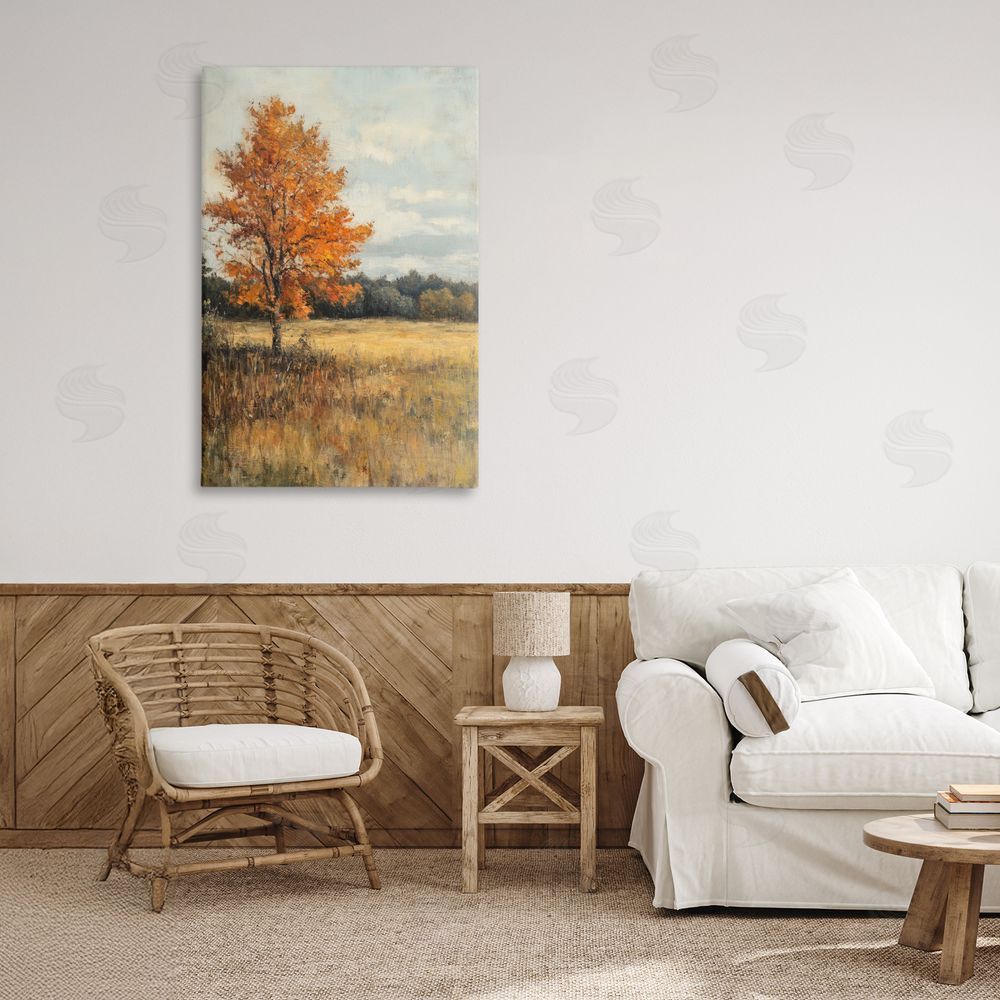 Petal Prints Design Orange Tree Landscape Canvas Art on Wall
