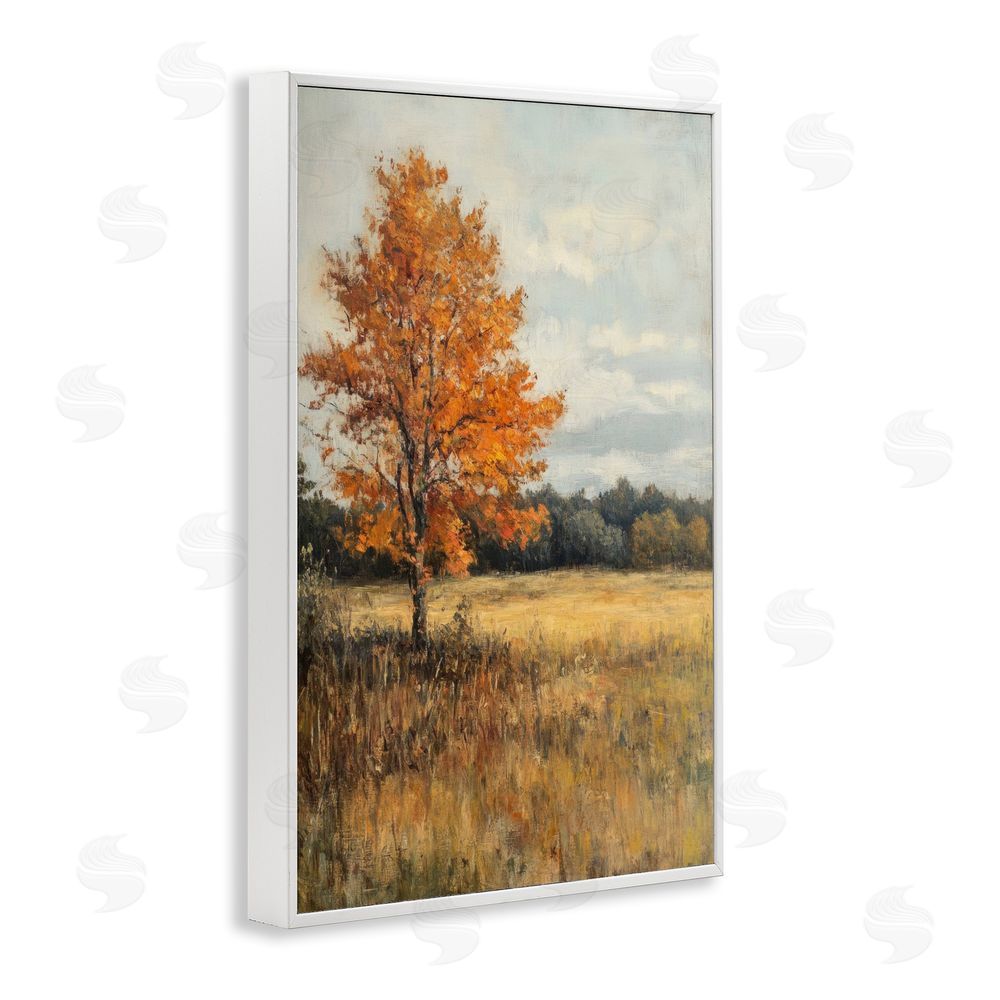 Petal Prints Design Orange Tree Landscape White Framed Giclee Wall Art Print