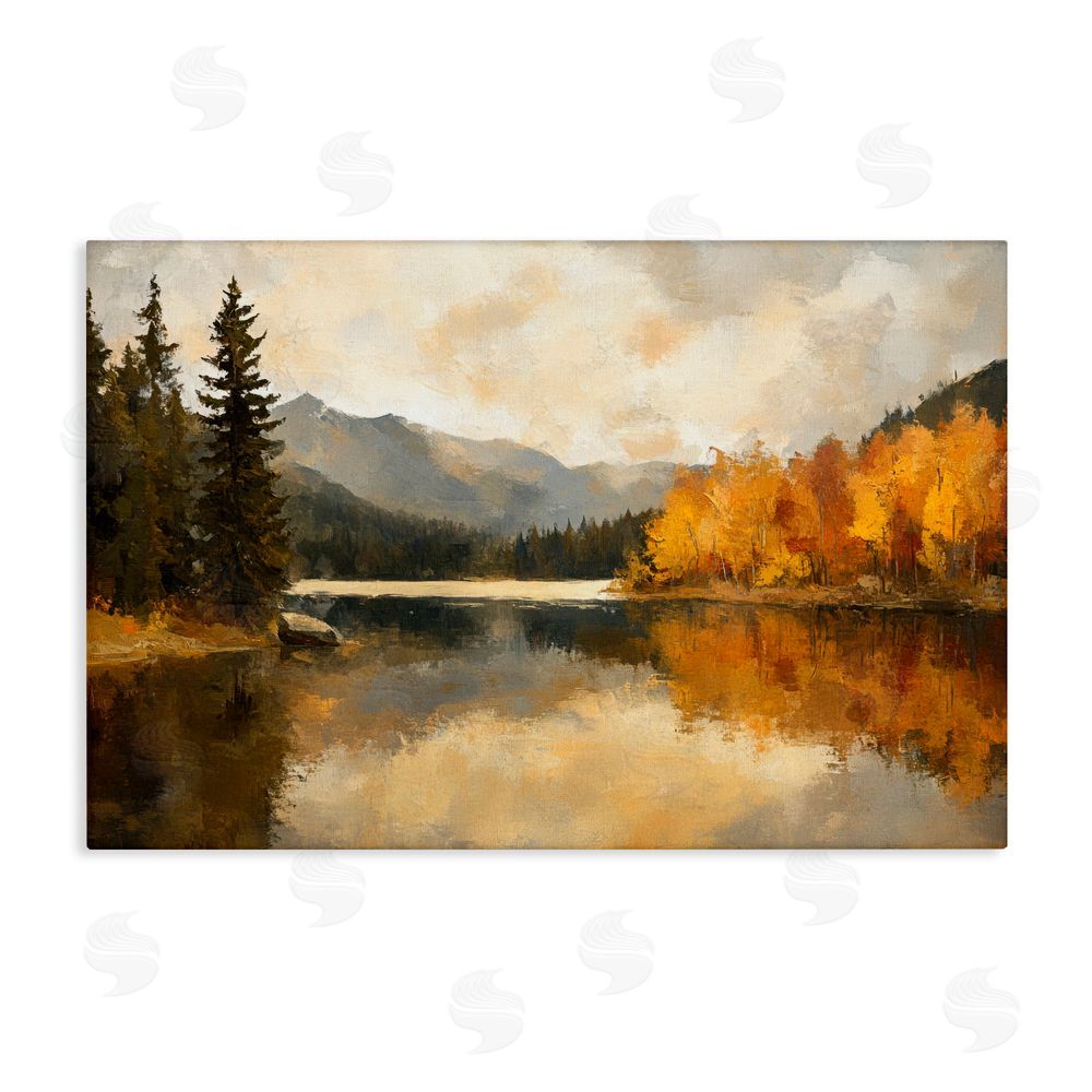 Petal Prints Design Peaceful Autumn River Scenery Canvas Wall Art Print