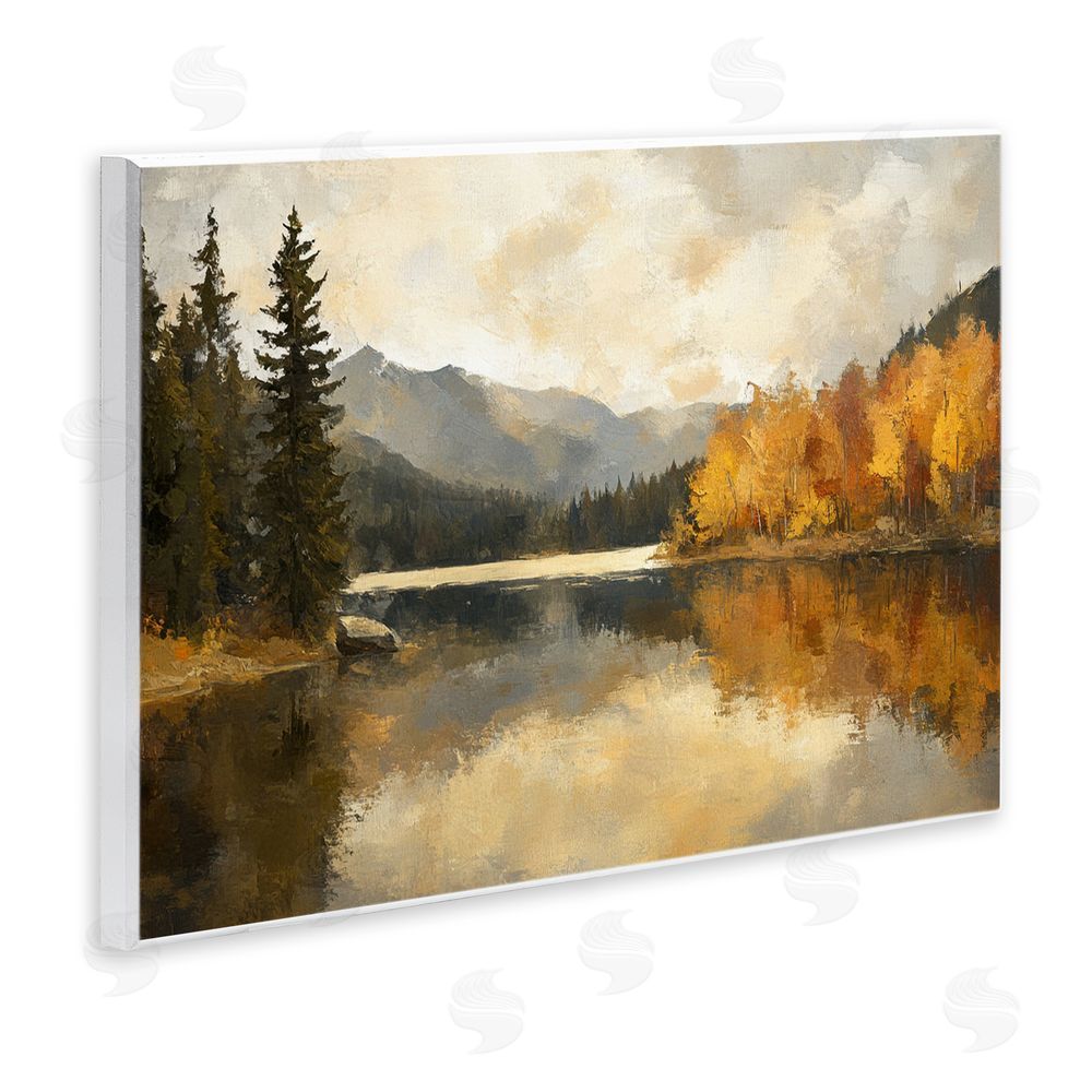 Petal Prints Design Peaceful Autumn River Scenery Wall Plaque Art Print