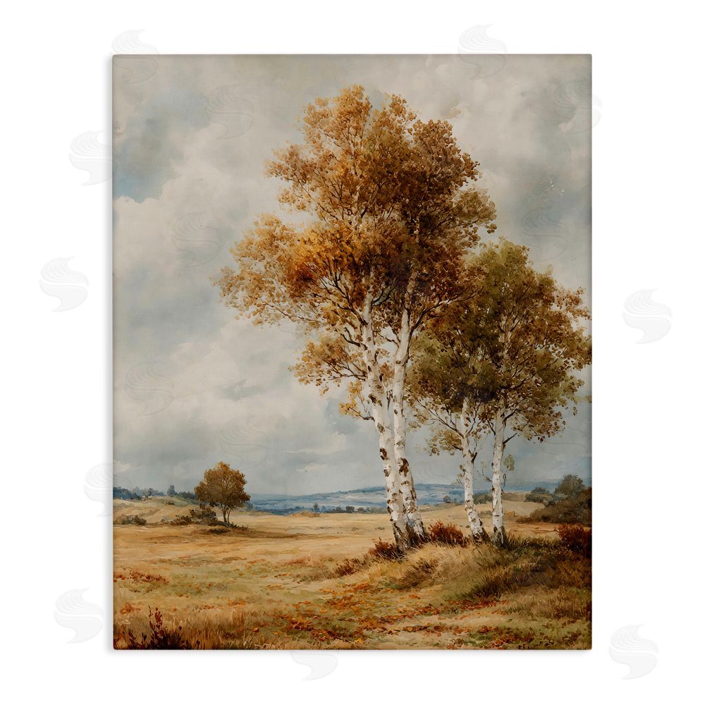 LSR Design Studio Autumn Countryside Birch Canvas Wall Art Print
