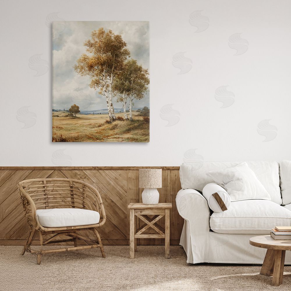 LSR Design Studio Autumn Countryside Birch Canvas Art on Wall