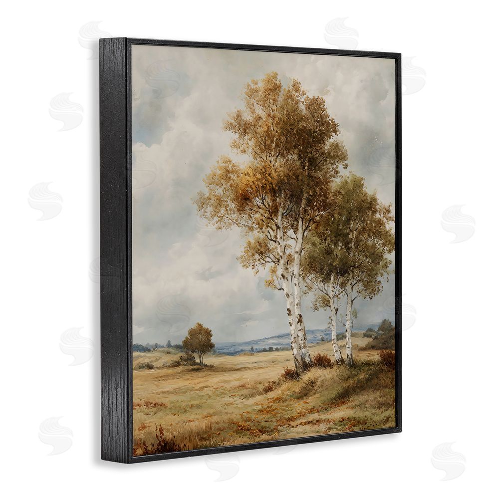 LSR Design Studio Autumn Countryside Birch Black Framed Giclee Wall Art Print
