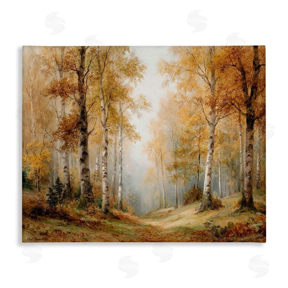 LSR Design Studio Birch Forest Pathway Canvas Wall Art Print