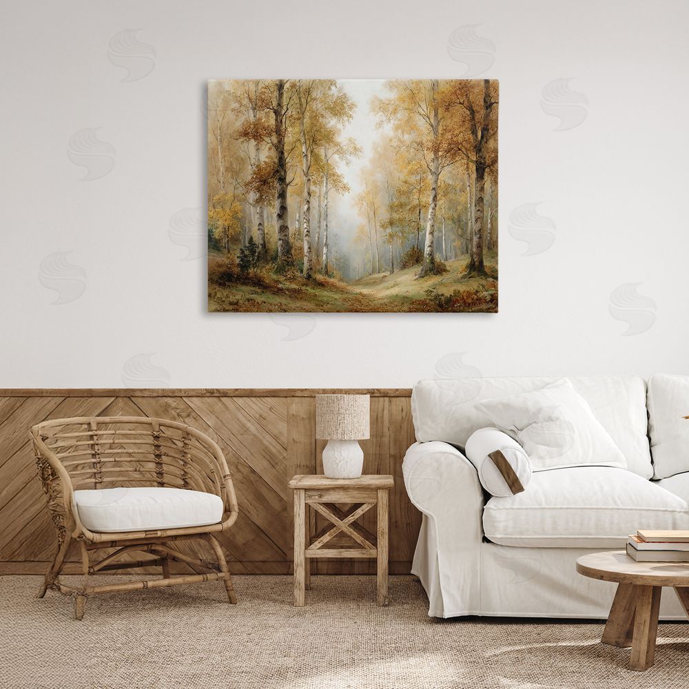 LSR Design Studio Birch Forest Pathway Canvas Art on Wall