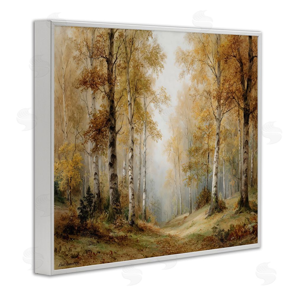 LSR Design Studio Birch Forest Pathway White Framed Giclee Wall Art Print