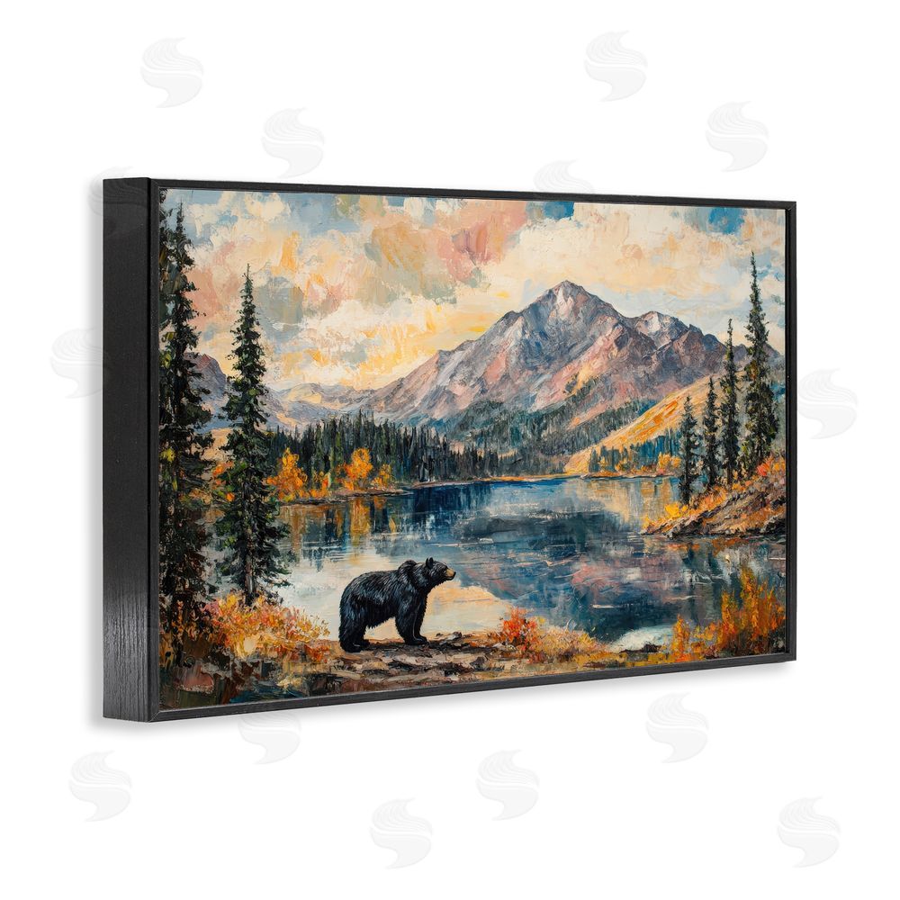 Petal Prints Design Mountain Bear Viewpoint Black Framed Giclee Wall Art Print
