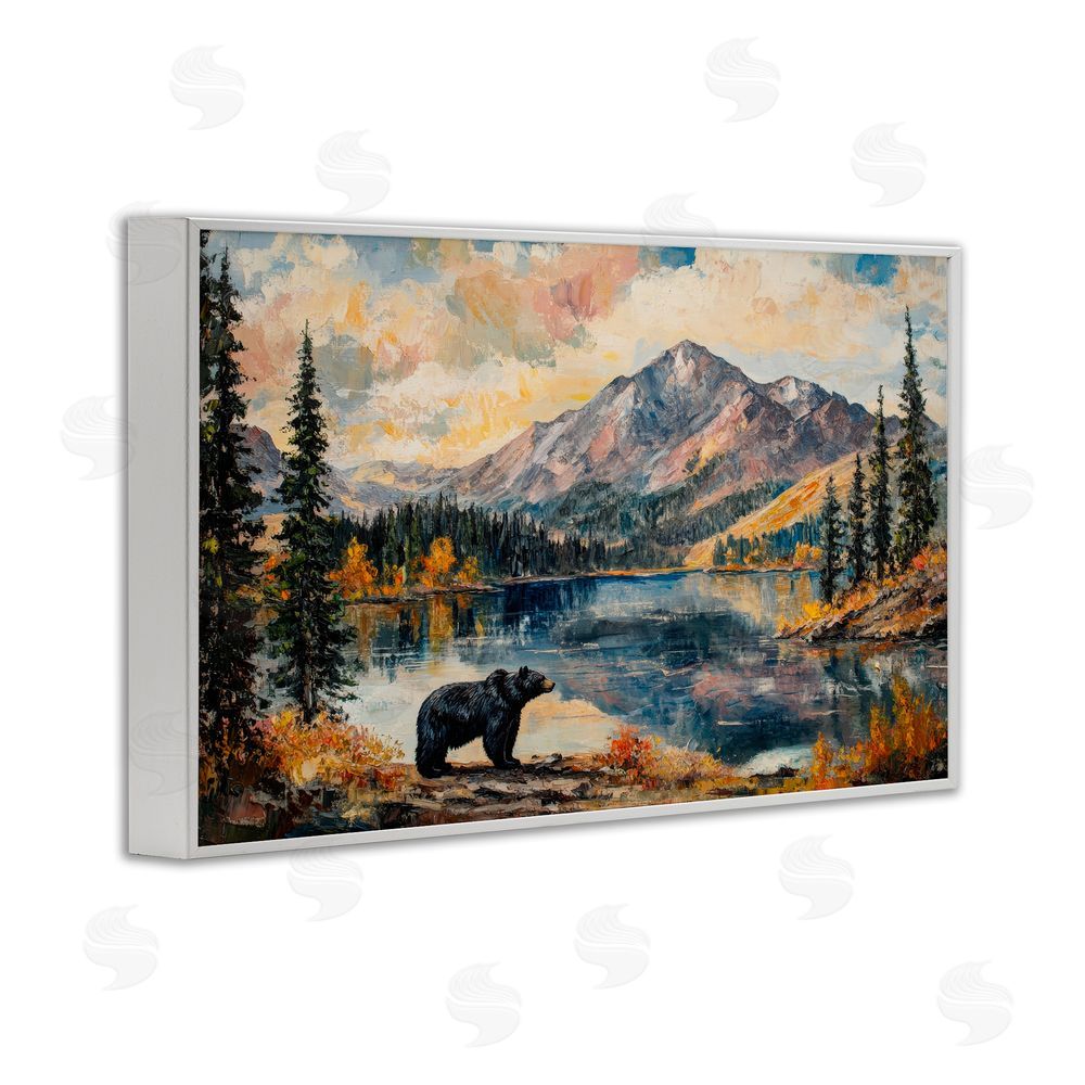 Petal Prints Design Mountain Bear Viewpoint White Framed Giclee Wall Art Print
