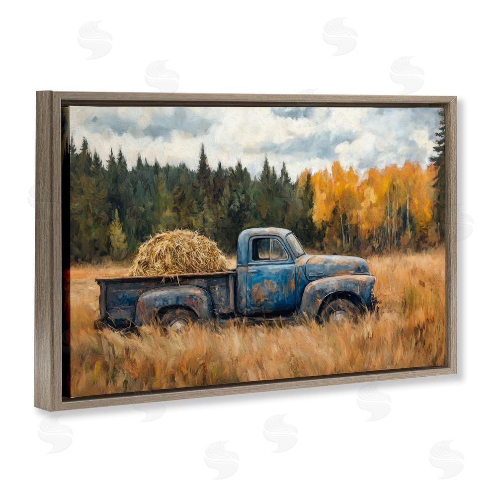 Petal Prints Design Hay Ride Country Field Brown Floating Frame Canvas Wall Art Print