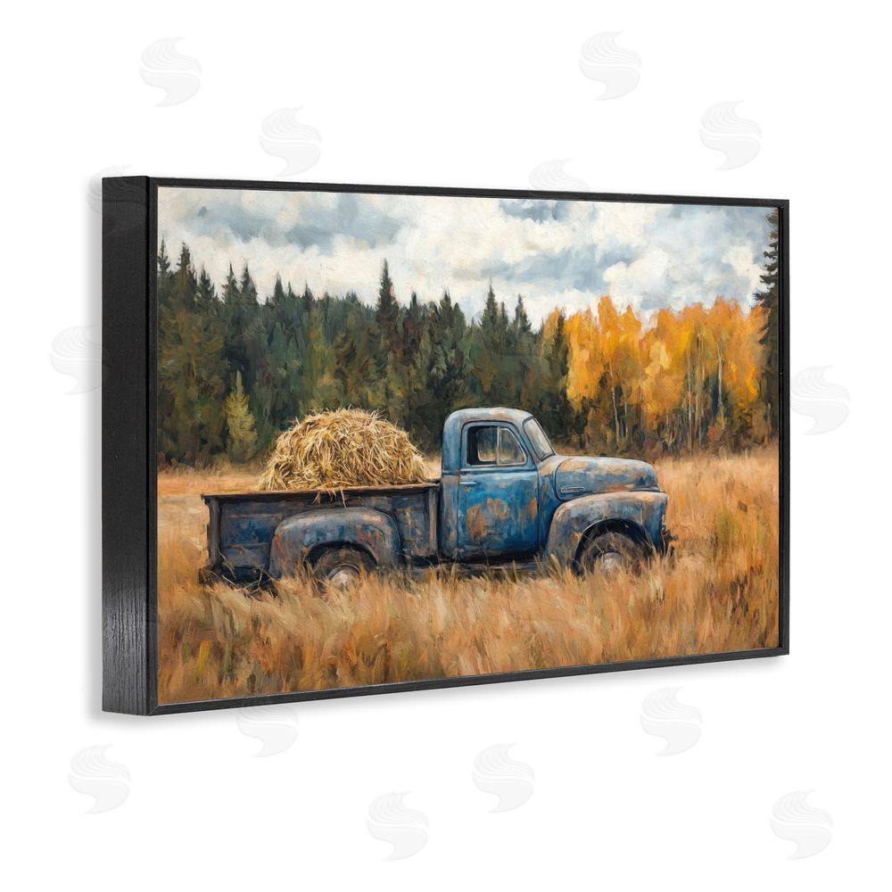 Petal Prints Design Hay Ride Country Field Black Framed Giclee Wall Art Print