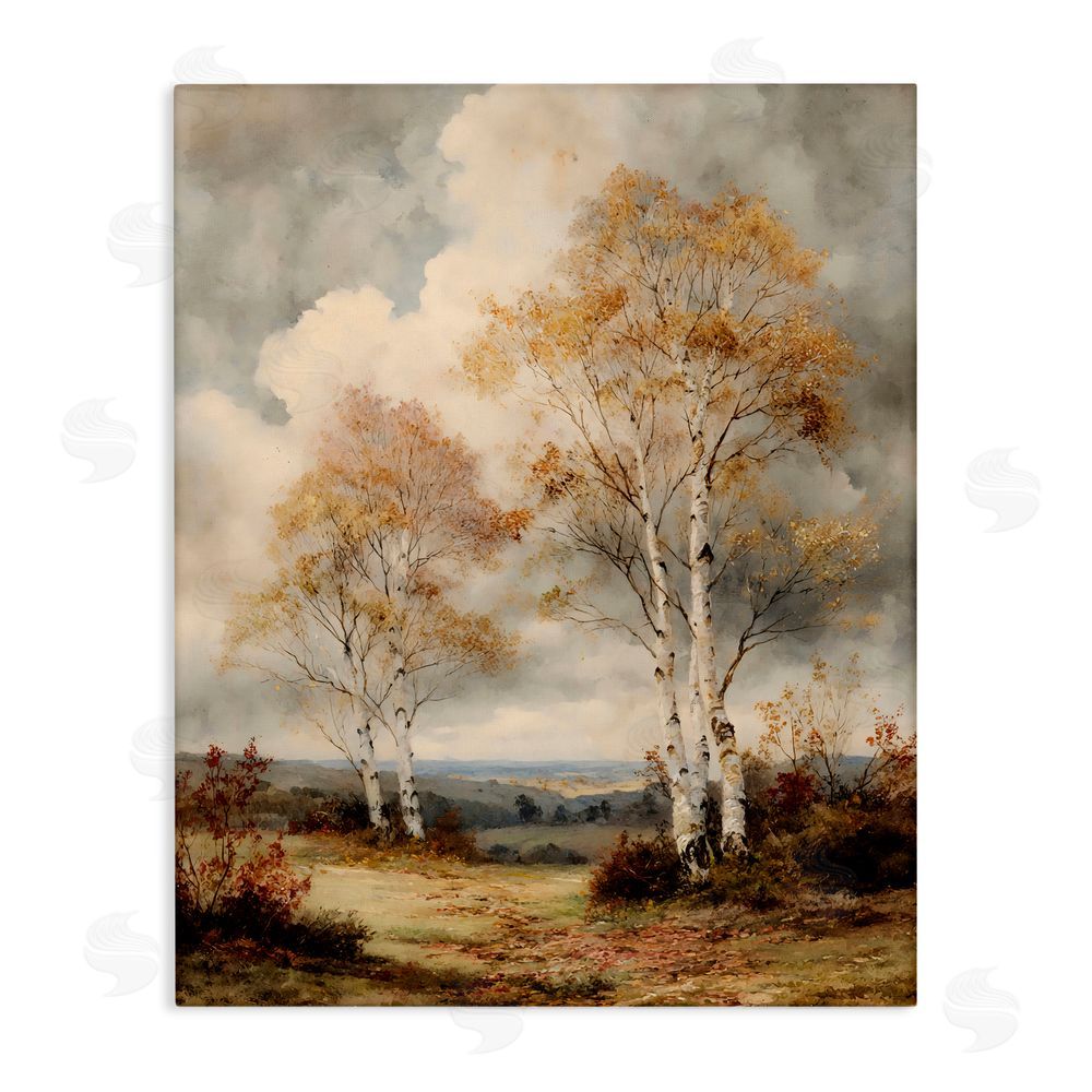 LSR Design Studio Looming Autumn Birch Trees Canvas Wall Art Print