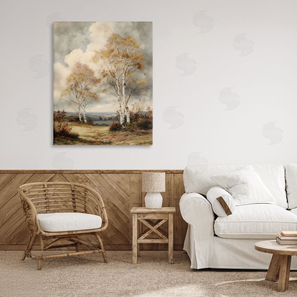 LSR Design Studio Looming Autumn Birch Trees Canvas Art on Wall