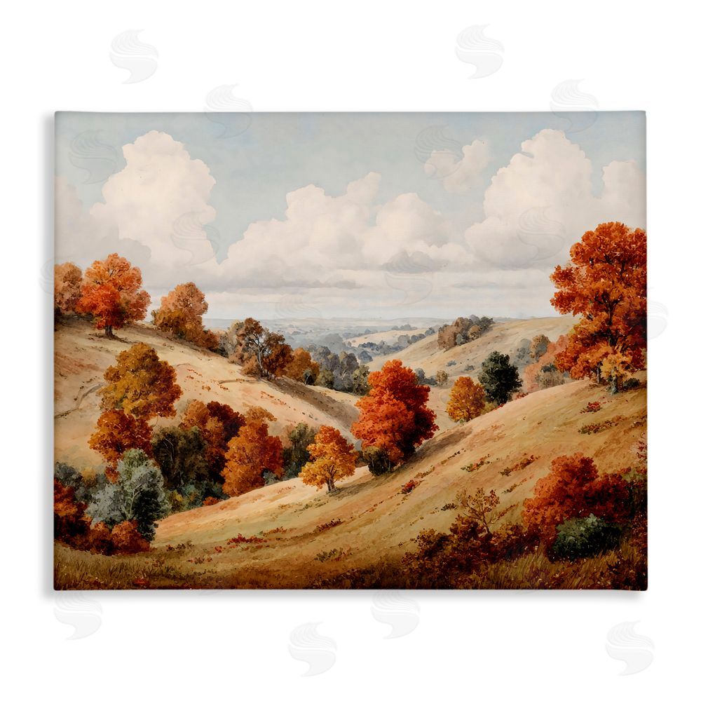 LSR Design Studio Autumn Tree Lined Hills Canvas Wall Art Print