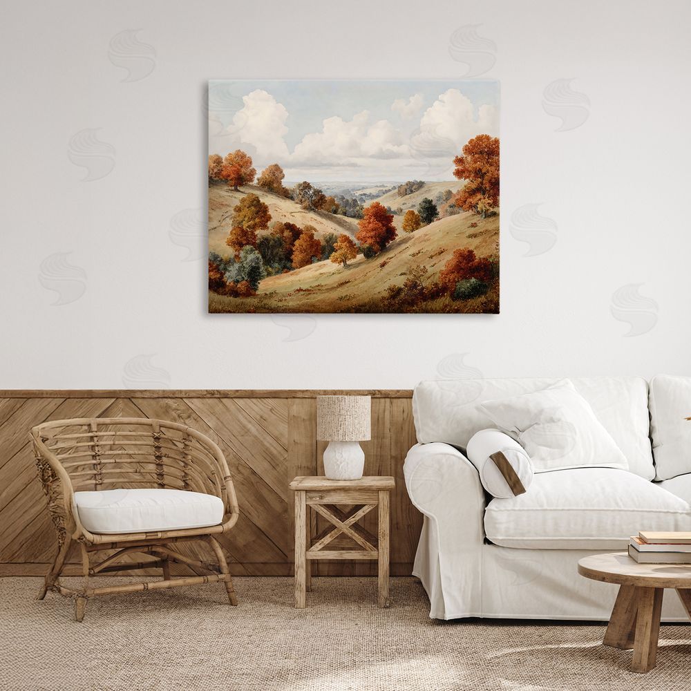 LSR Design Studio Autumn Tree Lined Hills Canvas Art on Wall