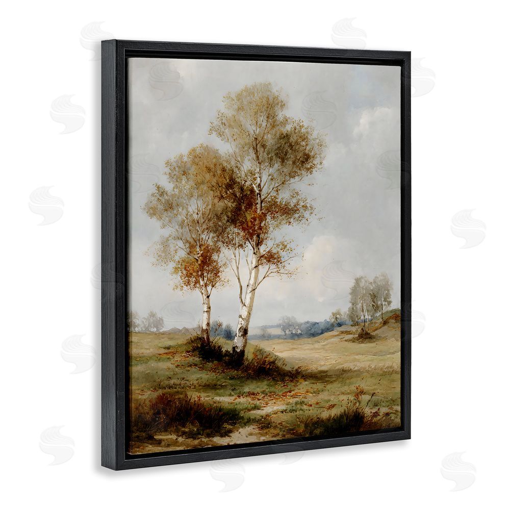 LSR Design Studio Autumn Countryside Trees Black Floating Frame Canvas Wall Art Print