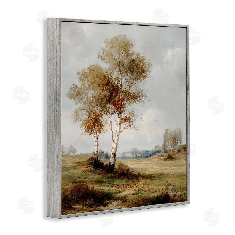 LSR Design Studio Autumn Countryside Trees Gray Framed Giclee Wall Art Print