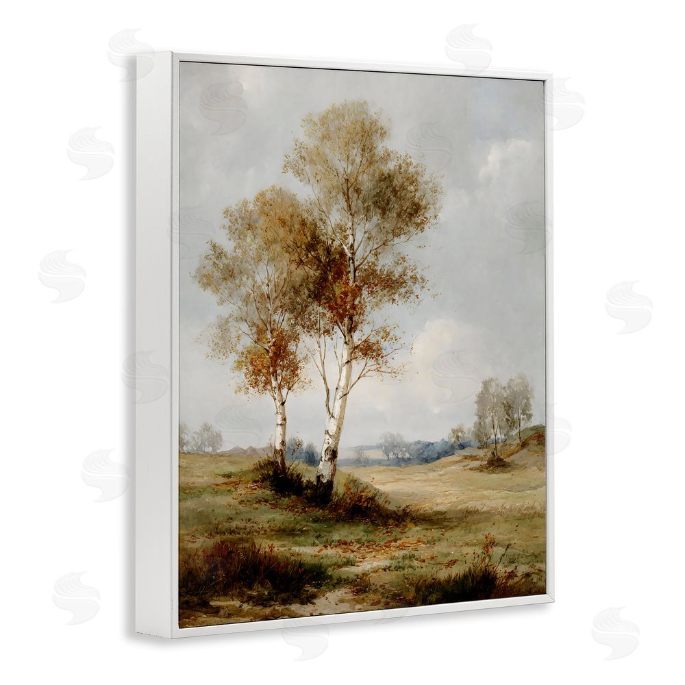 LSR Design Studio Autumn Countryside Trees White Framed Giclee Wall Art Print
