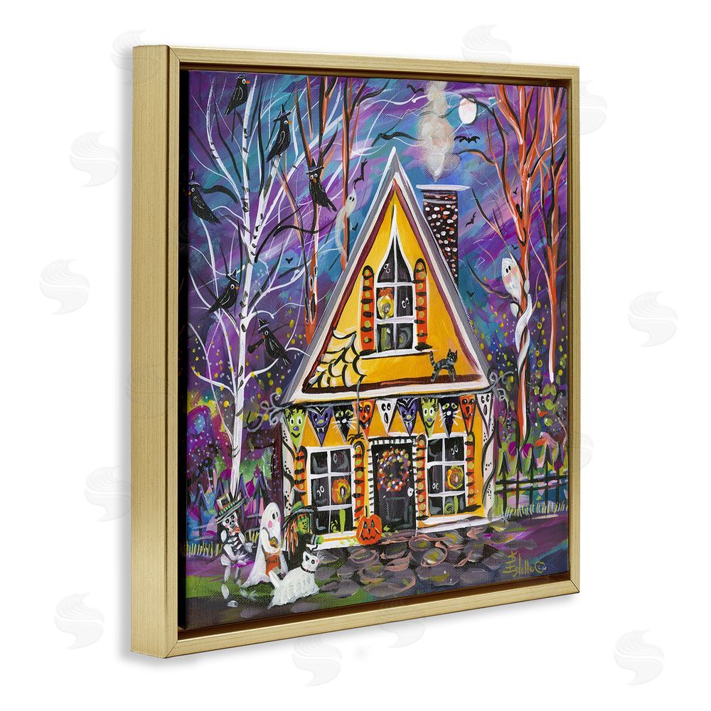 Estelle Grengs Halloween Costume Party House Gold Floating Frame Canvas Wall Art Print