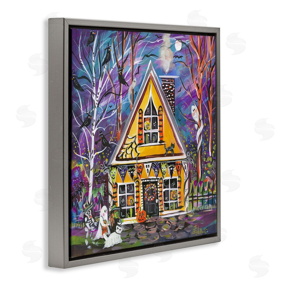Estelle Grengs Halloween Costume Party House Gray Floating Frame Canvas Wall Art Print