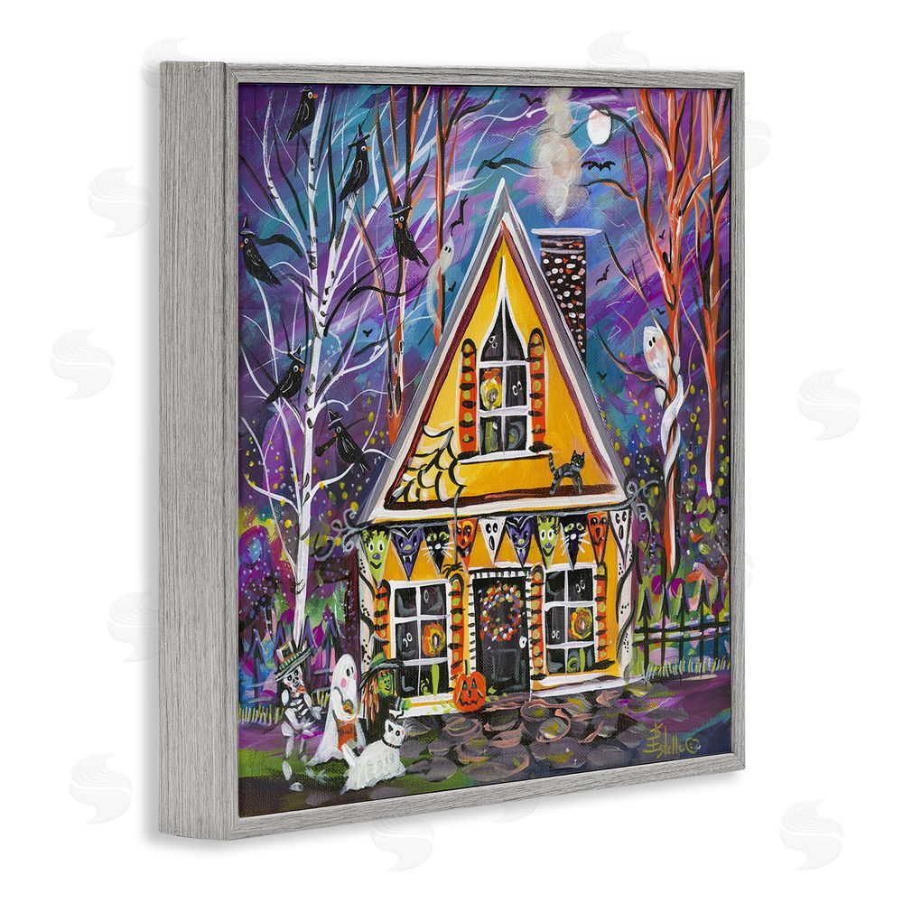 Estelle Grengs Halloween Costume Party House Gray Framed Giclee Wall Art Print