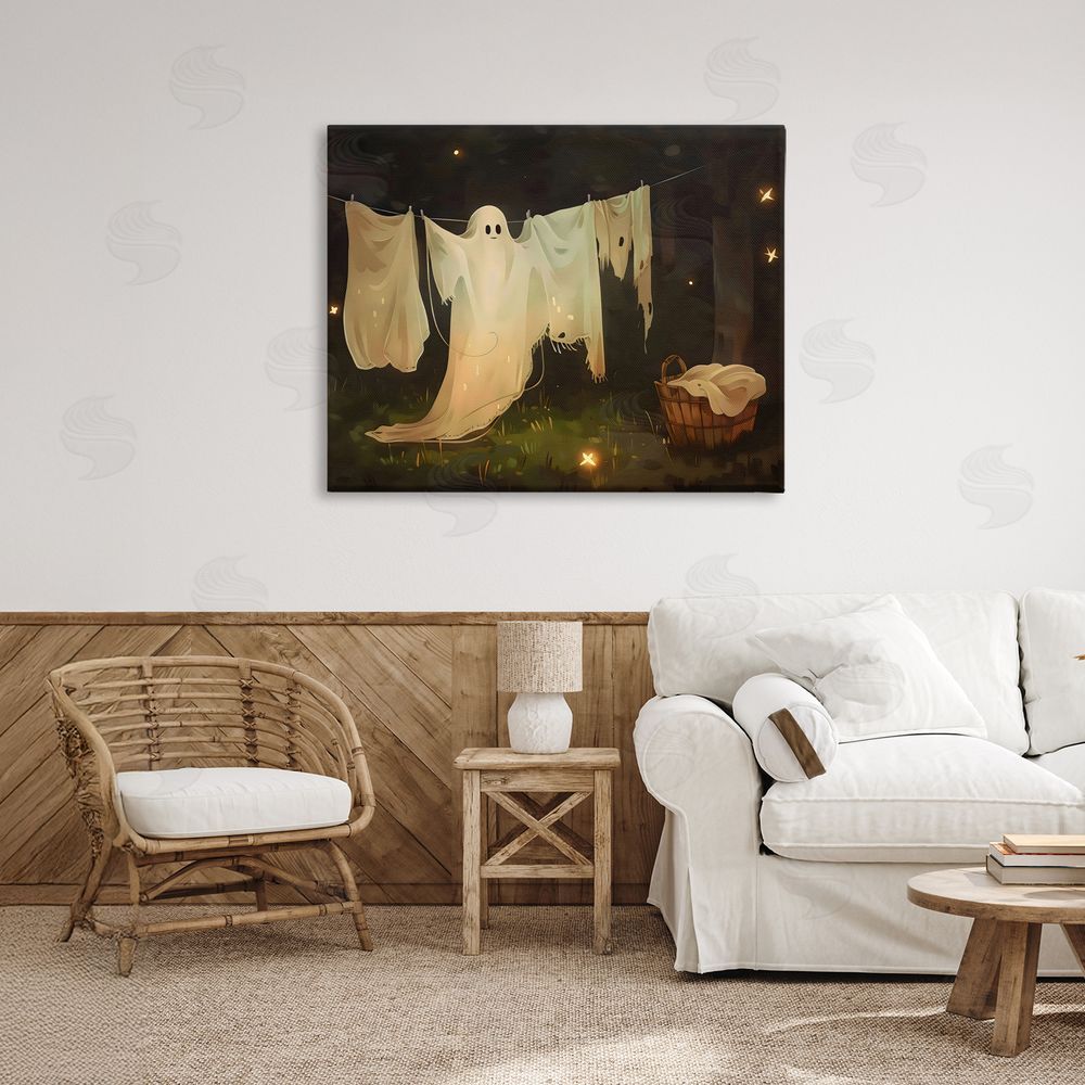 Arlington Prints Halloween Laundry Ghost Canvas Art on Wall