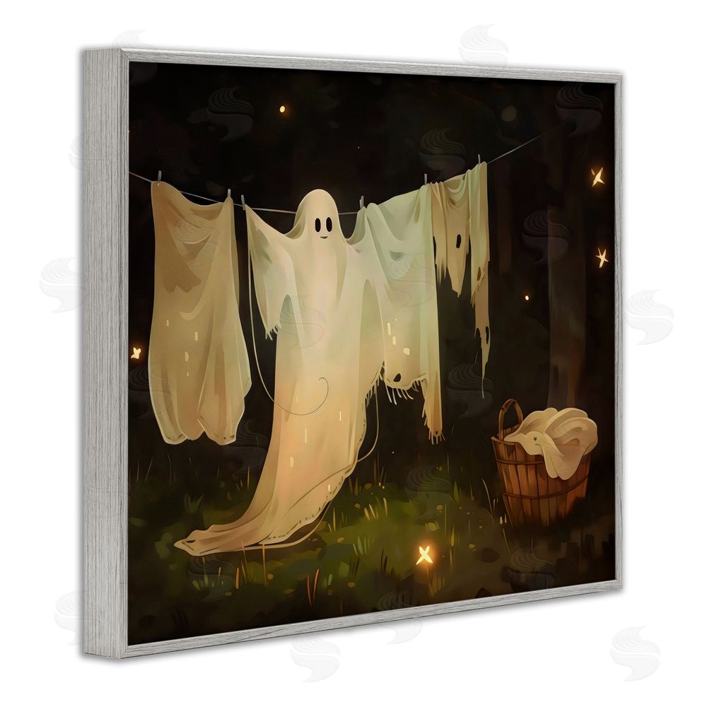 Arlington Prints Halloween Laundry Ghost Gray Framed Giclee Wall Art Print