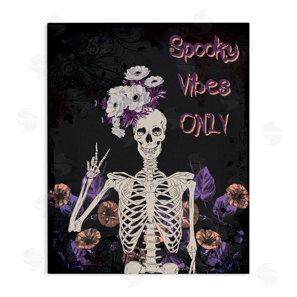 Radhika Modi Spooky Vibes Only Skeleton Canvas Wall Art Print