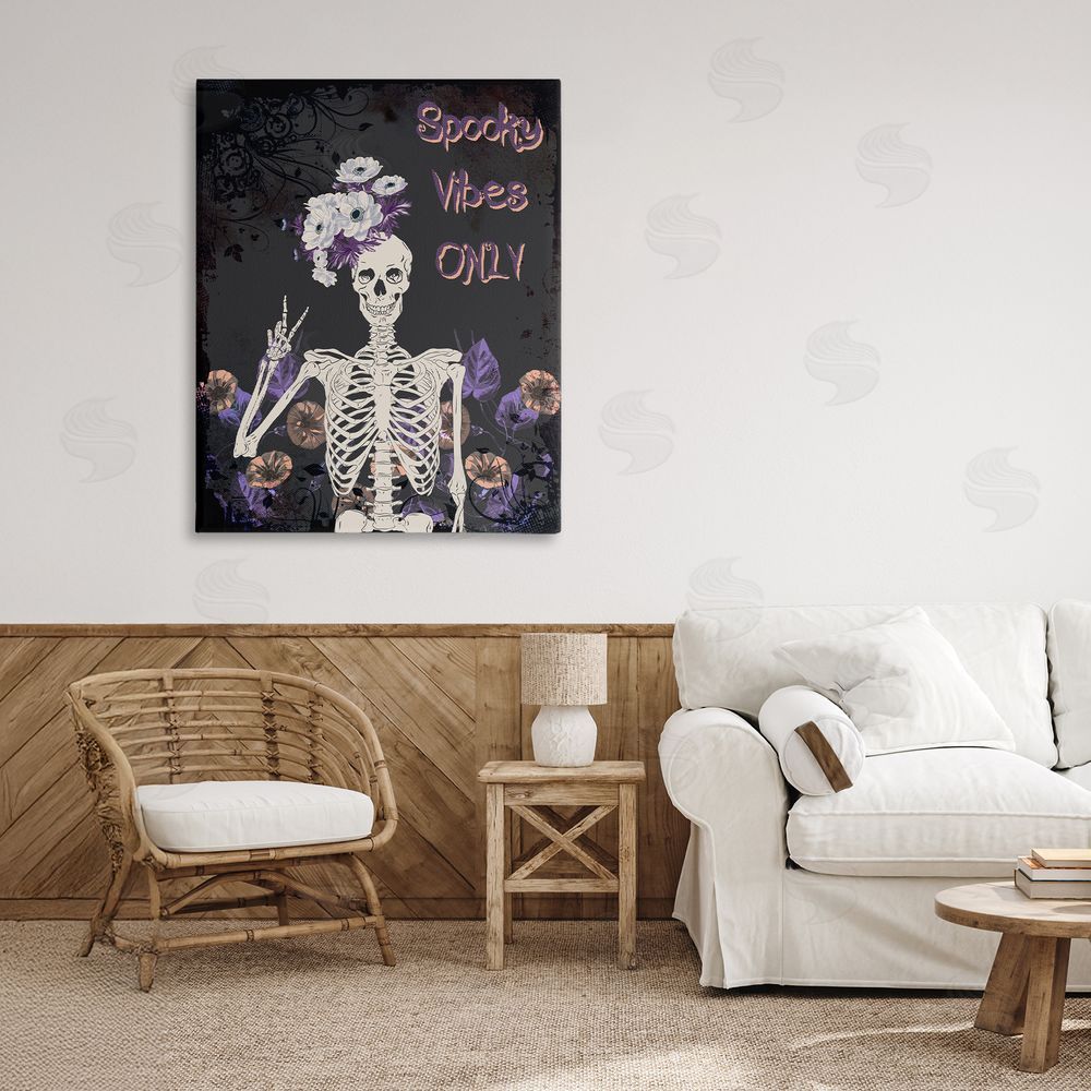 Radhika Modi Spooky Vibes Only Skeleton Canvas Art on Wall