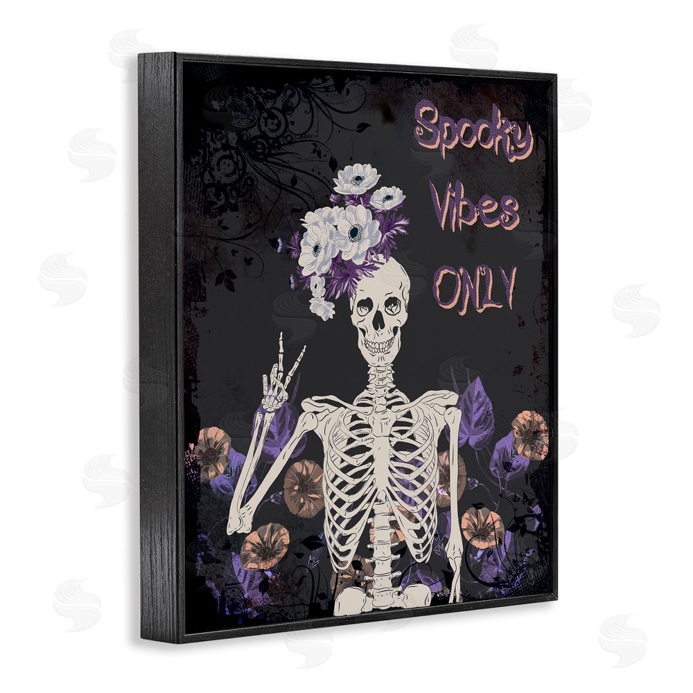 Radhika Modi Spooky Vibes Only Skeleton Black Framed Giclee Wall Art Print
