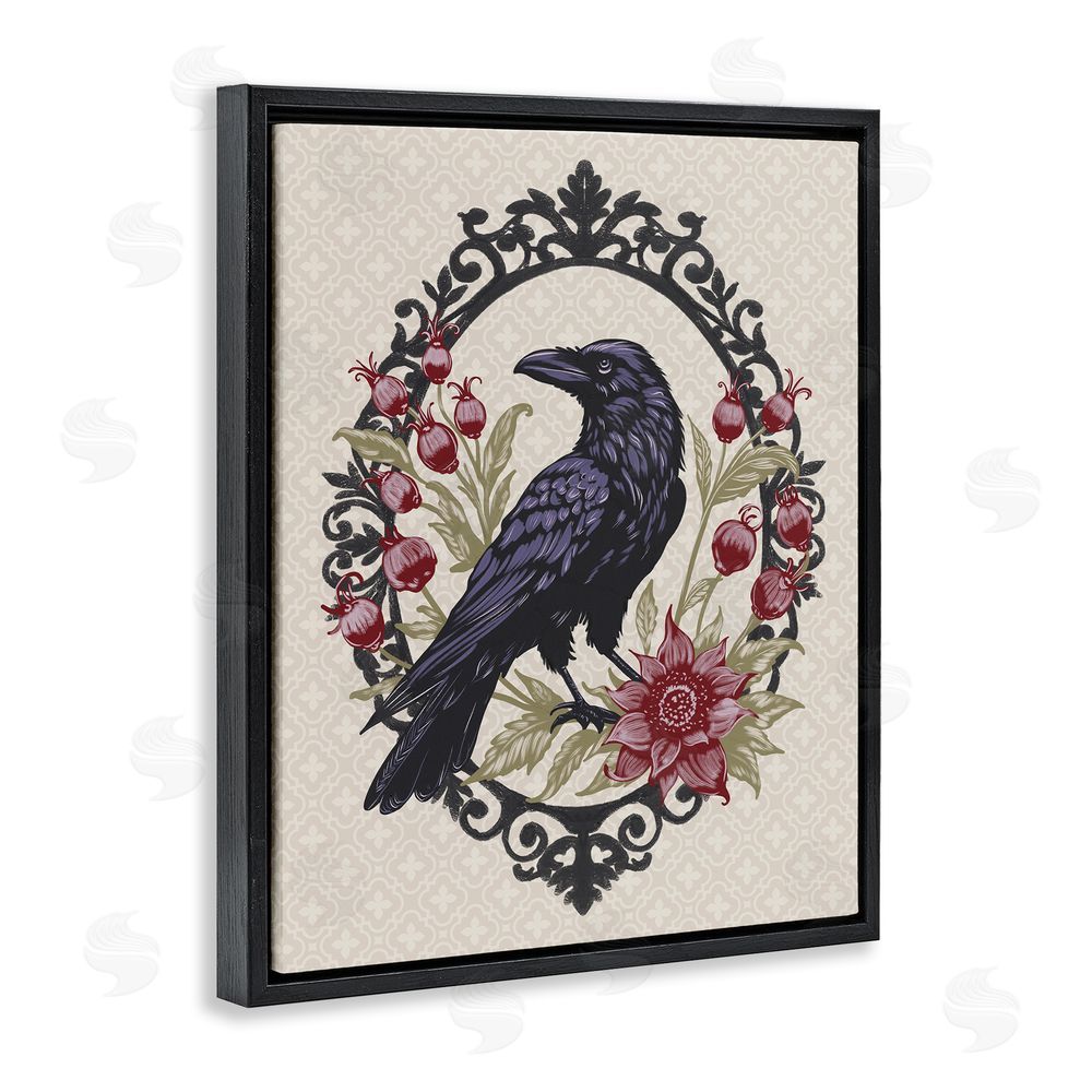 Radhika Modi Never More Ornate Raven Black Floating Frame Canvas Wall Art Print