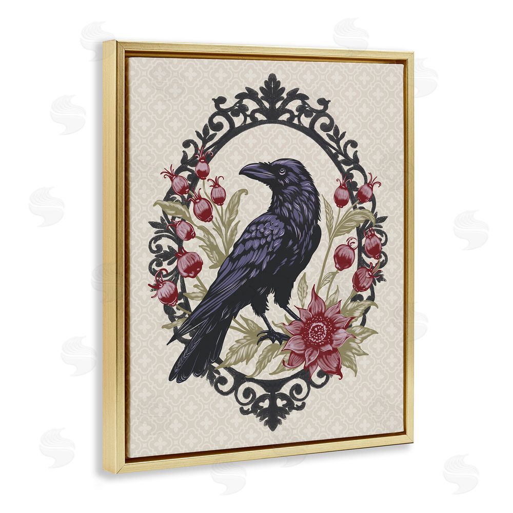 Radhika Modi Never More Ornate Raven Gold Floating Frame Canvas Wall Art Print