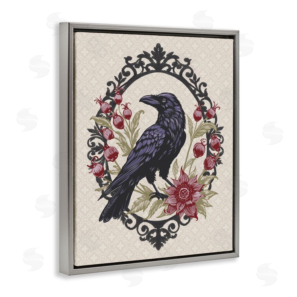 Radhika Modi Never More Ornate Raven Gray Floating Frame Canvas Wall Art Print