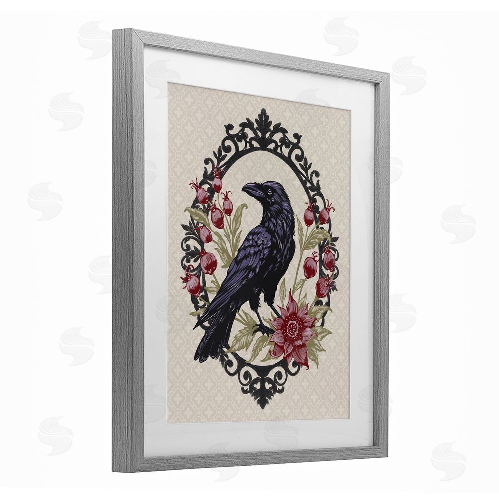 Radhika Modi Never More Ornate Raven Gray Framed Print Under Glass with White Mat Wall Art