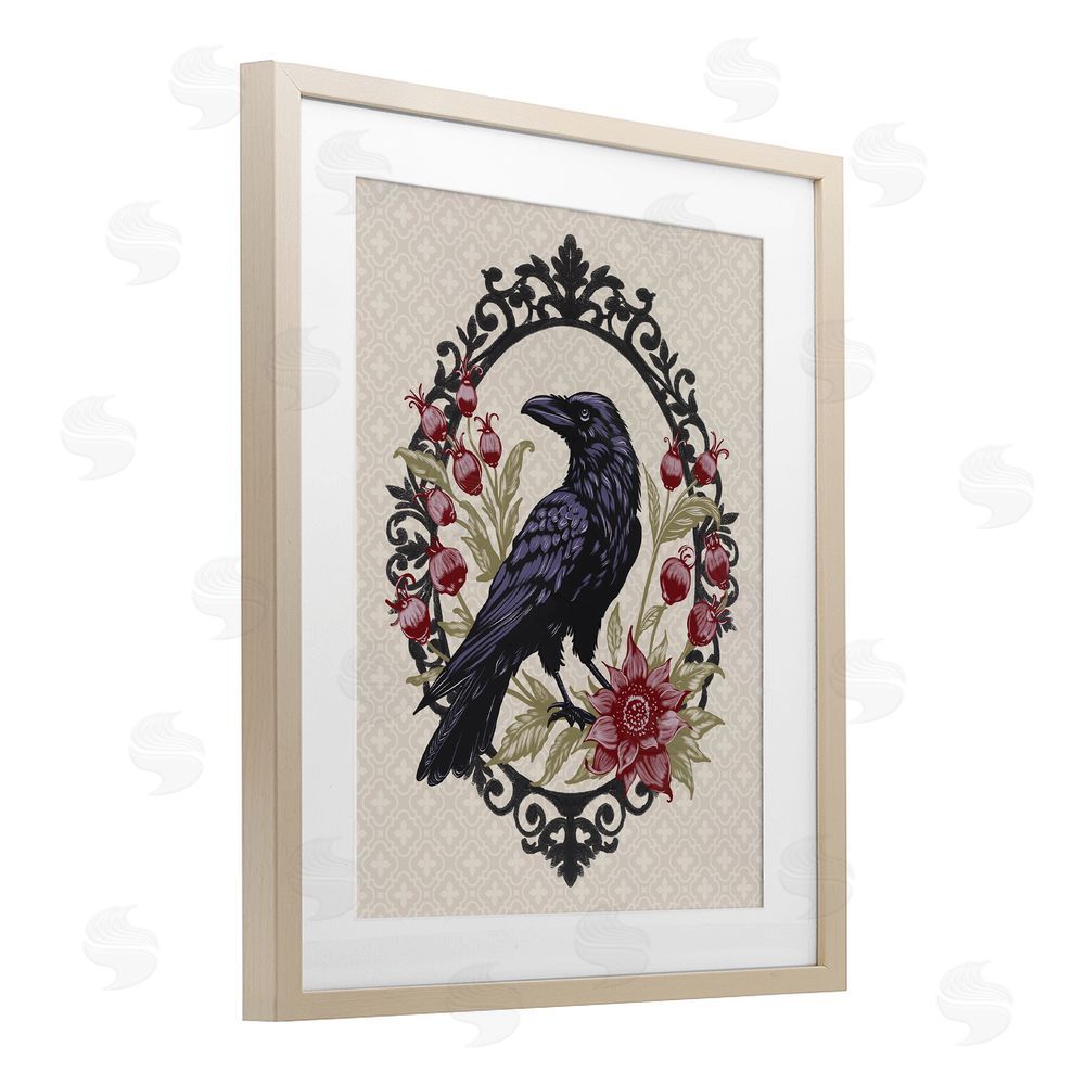 Radhika Modi Never More Ornate Raven Birch Framed Print Under Glass with White Mat Wall Art