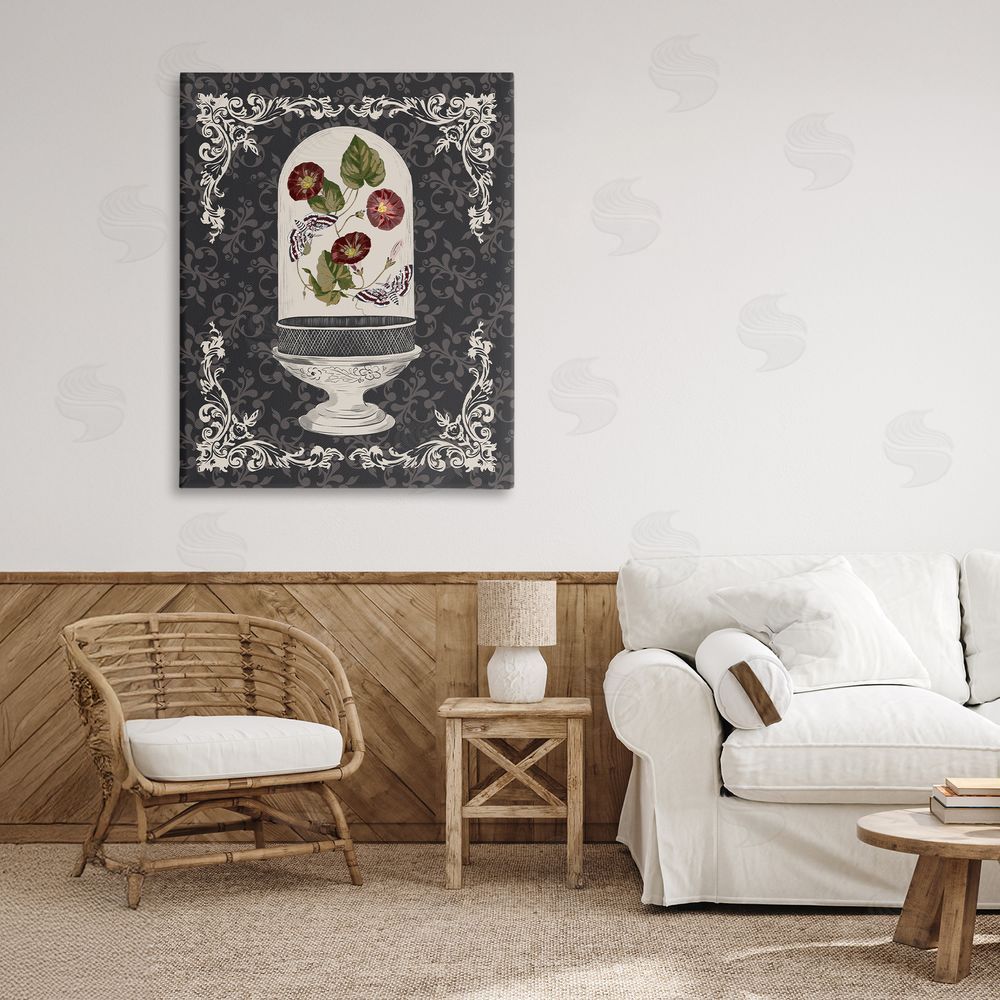 Radhika Modi Moths & Poppies in Glass Dome Canvas Art on Wall