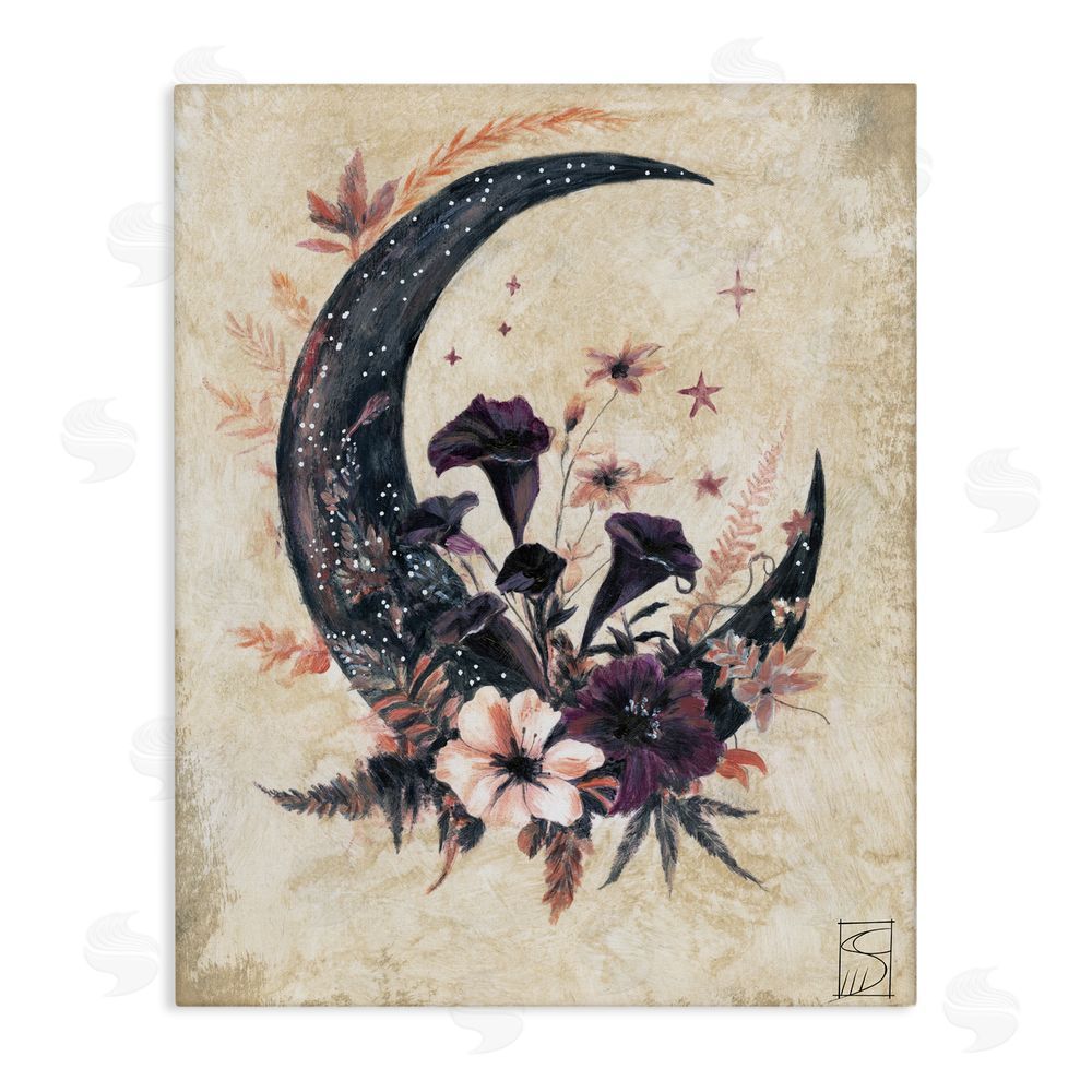 Sara Culpepper Vintage Moon & Floral Canvas Wall Art Print