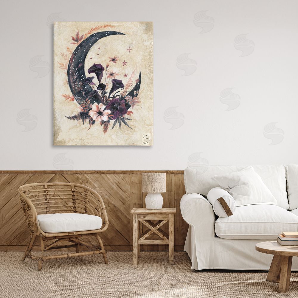 Sara Culpepper Vintage Moon & Floral Canvas Art on Wall