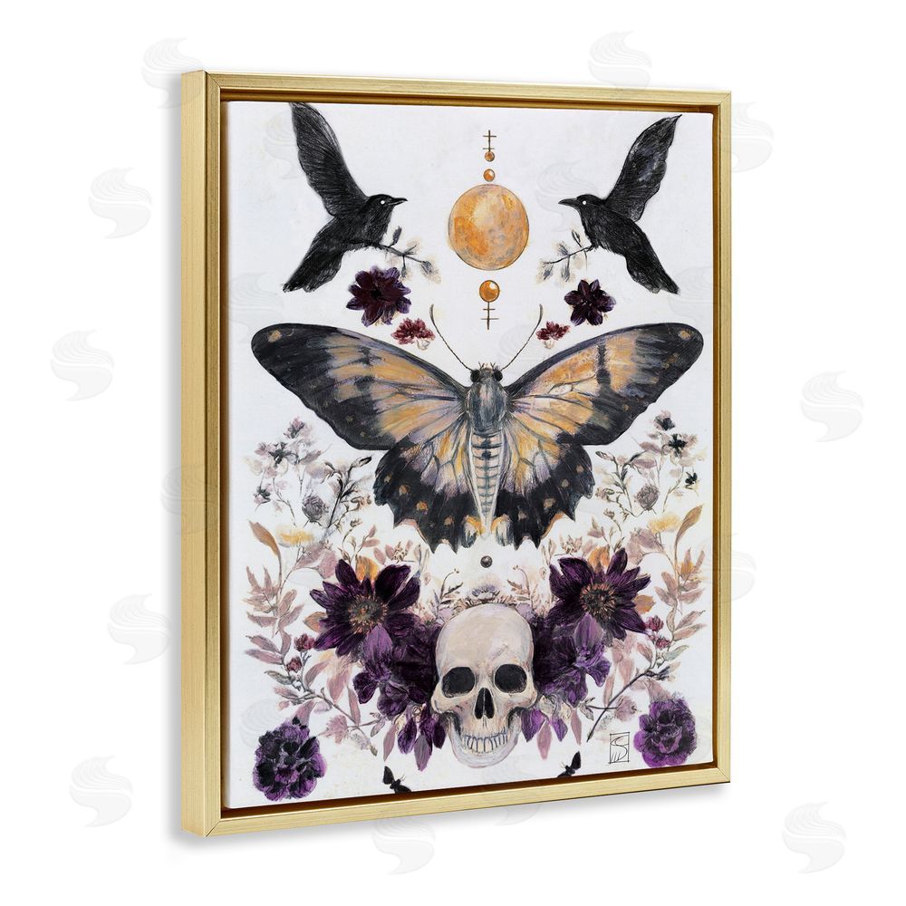 Sara Culpepper Gothic Tarot with Moth Gold Floating Frame Canvas Wall Art Print