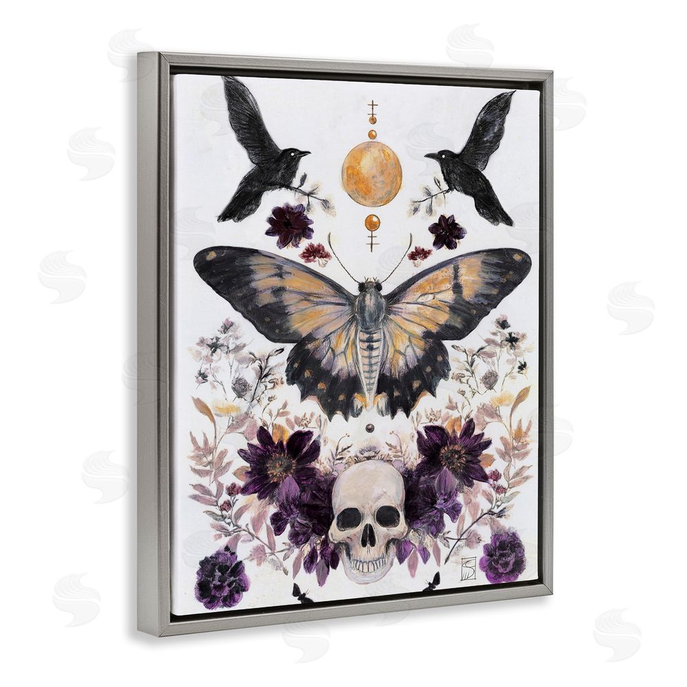 Sara Culpepper Gothic Tarot with Moth Gray Floating Frame Canvas Wall Art Print