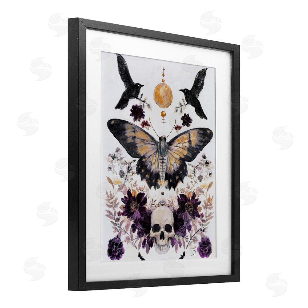 Sara Culpepper Gothic Tarot with Moth Black Framed Print Under Glass with White Mat Wall Art