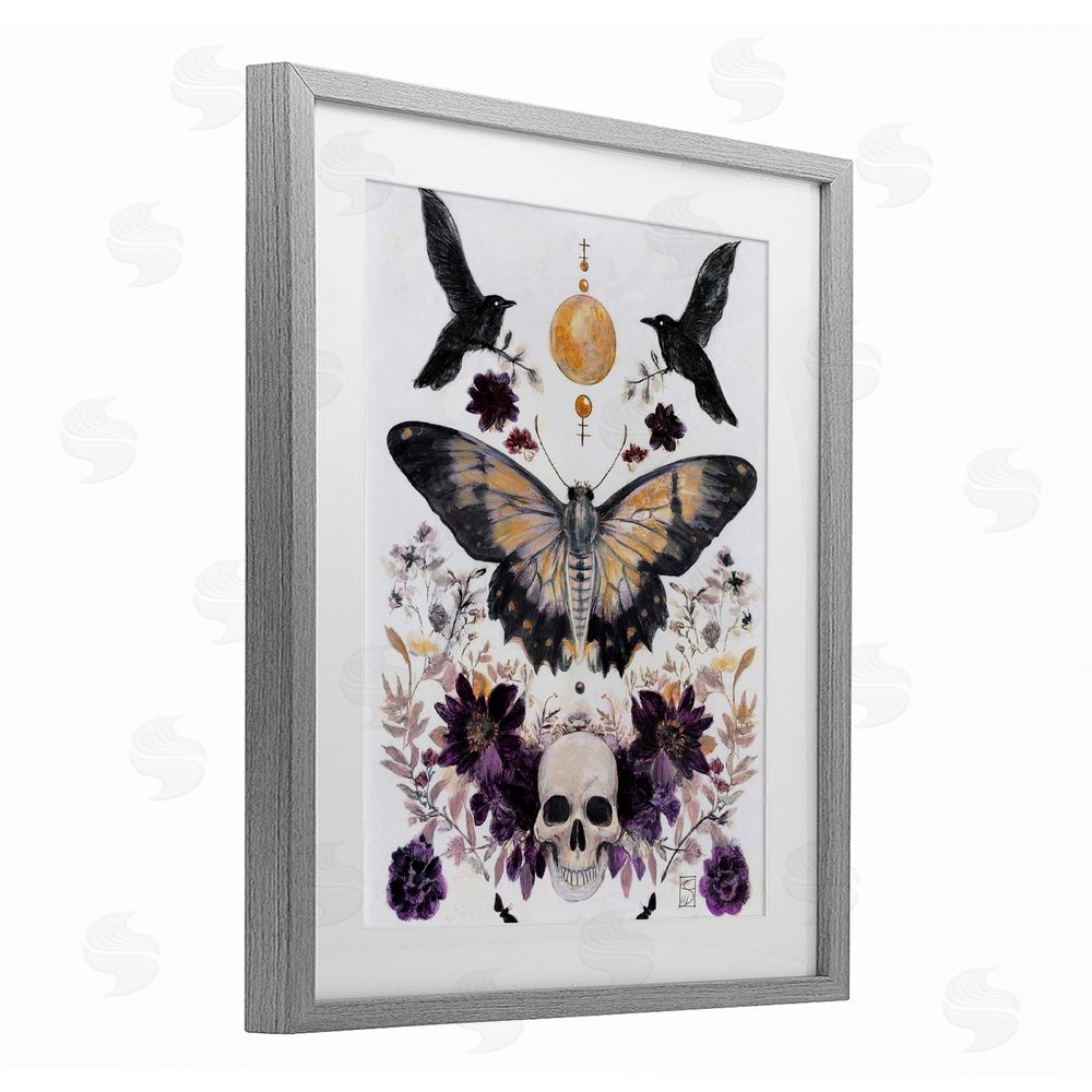 Sara Culpepper Gothic Tarot with Moth Gray Framed Print Under Glass with White Mat Wall Art
