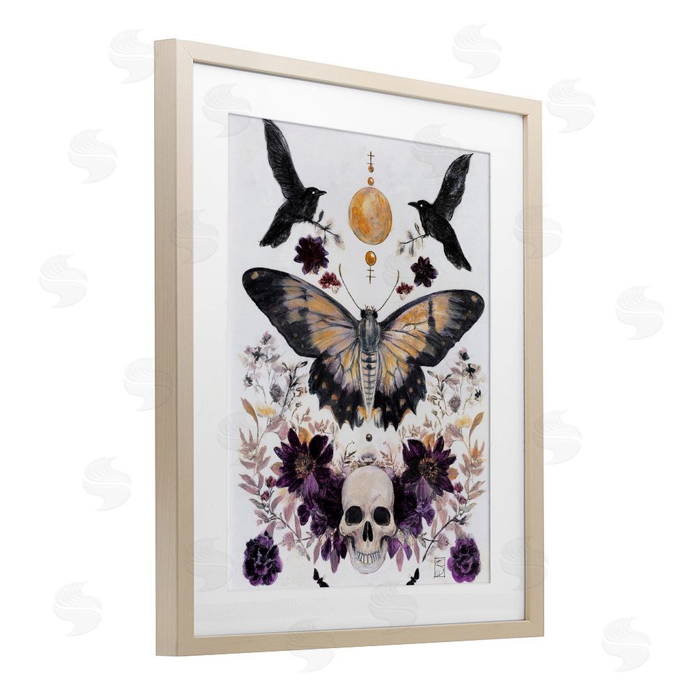 Sara Culpepper Gothic Tarot with Moth Birch Framed Print Under Glass with White Mat Wall Art