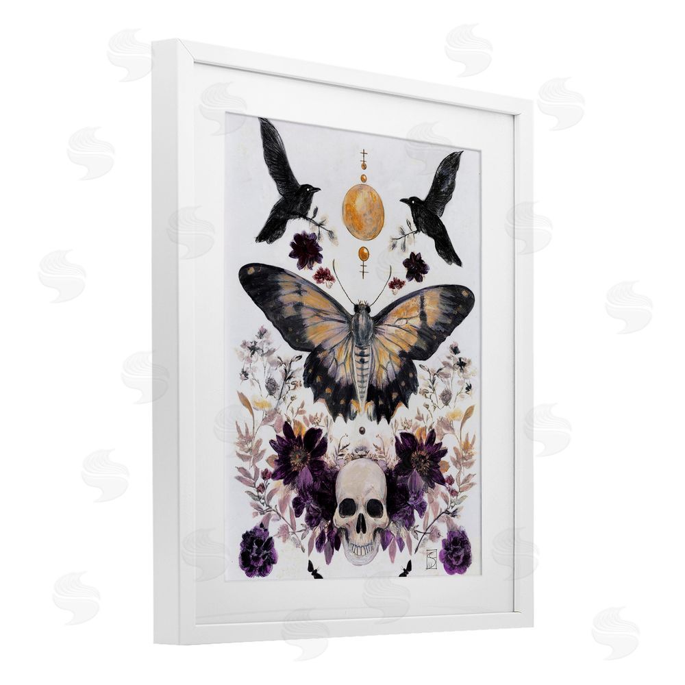 Sara Culpepper Gothic Tarot with Moth White Framed Print Under Glass with Mat Wall Art