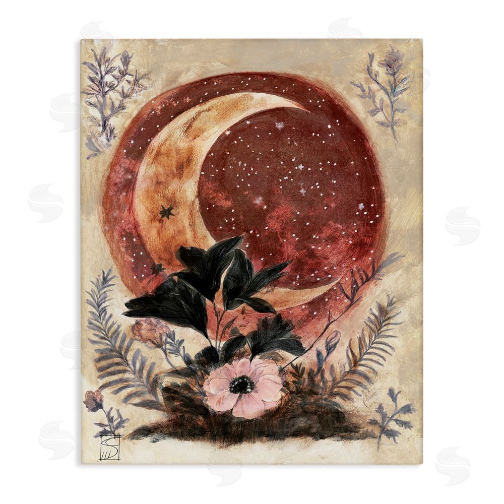 Sara Culpepper Crescent Moon & Florals Canvas Wall Art Print